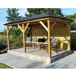 Onlywood Gazebo in Legno KIOSK Tetto in Legno 490x290 cm - Antivento-42334