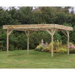 Onlywood Gazebo in Legno Impregnato MODERN 449 x 449 cm con Tetto in Legno Piatto - Antivento-42379