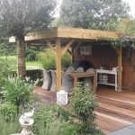 Onlywood Gazebo in Legno Impregnato MODERN 449 x 449 cm con Tetto in Legno Piatto - Antivento-42381