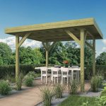 Onlywood Gazebo in Legno Impregnato MODERN 356 x 356 cm con Tetto in Legno Piatto - Antivento-42401