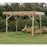 Onlywood Gazebo in Legno Impregnato MODERN 356 x 356 cm con Tetto in Legno Piatto - Antivento-42402