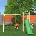 Parco Giochi in Legno Autoclavato Fungoo FUNNY 3 con Altalena doppia e Scivolo-78772