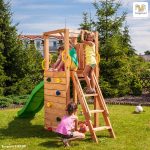 Parco Giochi in Legno Verniciato Color Teak Fungoo TIP TOP Torre con Scivolo -42345