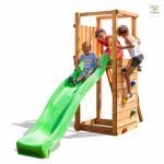 Parco Giochi in Legno Verniciato Color Teak Fungoo TIP TOP Torre con Scivolo -42343