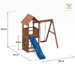 Parco Giochi in Legno Autoclavato Fungoo CAROL 2 con Scivolo e Altalena-42524