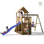 Parco Giochi in Legno Autoclavato CAROL 3 con Altalena e Scivolo Fungoo-42569