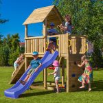 Parco Giochi in Legno Autoclavato CAROL 3 con Altalena e Scivolo Fungoo-42567