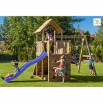 Parco Giochi in Legno Autoclavato CAROL 3 con Altalena e Scivolo Fungoo-42568