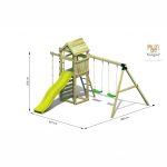 Parco Giochi in Legno Autoclavato Fungoo GAIA Torre con Scivolo e Altalene-43050