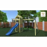Parco Giochi in Legno Autoclavato Fungoo GAIA Torre con Scivolo e Altalene-0