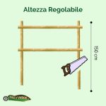 Onlywood Staccionata Valdostana a mezzi pali in Pino Certificato (L 200cm x H 150cm) - Modulo iniziale con 2 piantoni-49003