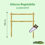 Onlywood Staccionata a 2 traverse in Pino certificato due fori (misure L 200cm x H 150cm) - Modulo iniziale con 2 piantoni-49119