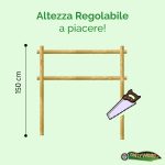 Onlywood Staccionata a 2 traverse in Pino certificato due fori (misure L 200cm x H 150cm) - Modulo iniziale con 2 piantoni-49119