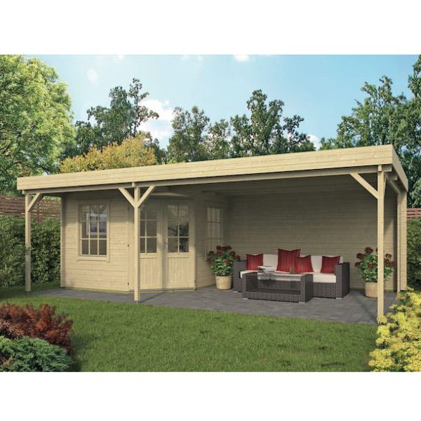 Onlywood Casetta in legno con tettoia laterale ANNETTE 700 X 400 cm-0