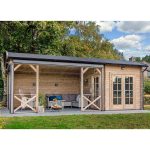 Onlywood Casetta in legno con tettoia laterale KUKKA 700 X 350 cm-82579