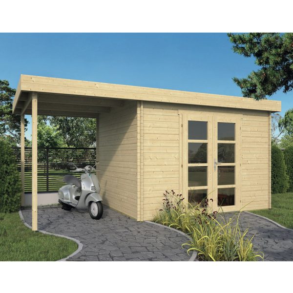 Onlywood Casetta in legno con tettoia laterale MODERN EXTRA 520 X 260 cm-0