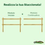 Onlywood Staccionata a 2 traverse in Pino certificato due fori (misure L 200cm x H 150cm) - Modulo iniziale con 2 piantoni-49118