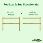 Onlywood Staccionata a 2 traverse in Pino certificato due fori (misure L 200cm x H 150cm) - Modulo continuativo con 1 piantone -49122