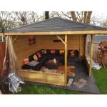 Onlywood Gazebo in Legno Chiuso MITCH 350x350 cm con Frangivista-43515