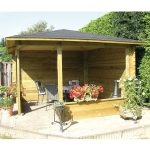 Onlywood Gazebo in Legno Chiuso MITCH 350x350 cm con Frangivista-43516