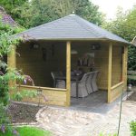 Onlywood Gazebo in Legno Chiuso MITCH 350x350 cm con Frangivista-43517