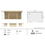 Gazebo Tettoia KONSTANTIN in Legno 500 x 340 cm con Pareti e Steccato-44651
