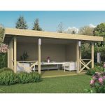 Gazebo Tettoia KONSTANTIN in Legno 500 x 340 cm con Pareti e Steccato-0