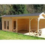 Onlywood Casetta in legno con tettoia laterale KUKKA 700 X 350 cm-0