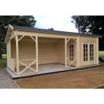 Onlywood Casetta in legno con tettoia laterale KUKKA 700 X 350 cm-44674