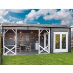 Onlywood Casetta in legno con tettoia laterale KUKKA 700 X 350 cm-44680