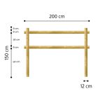 Onlywood Staccionata a 2 traverse in Pino certificato due fori (misure L 200cm x H 150cm) - Modulo iniziale con 2 piantoni-0