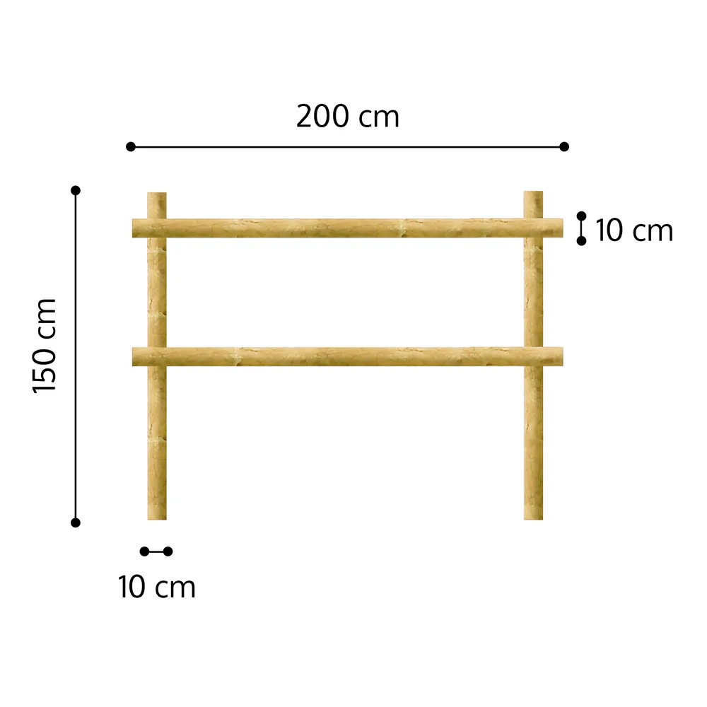 Onlywood Staccionata Valdostana a mezzi pali in Pino Certificato (L 200cm x H 150cm) - Modulo iniziale con 2 piantoni-0