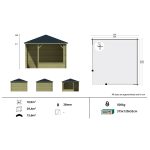 Onlywood Gazebo in Legno Chiuso MITCH 350x350 cm con Frangivista-43513