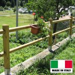 Onlywood Staccionata a 2 traverse in Pino certificato due fori (misure L 200cm x H 150cm) - Modulo iniziale con 2 piantoni-49114