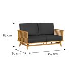 Onlywood Divano in Teak da Esterno RIVERSIDE - due sedute - 150 x 80 x 83 h cm-54331