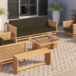 Onlywood Divano in Teak da Esterno RIVERSIDE - tre sedute - 220 x 80 x 83 h cm-54336