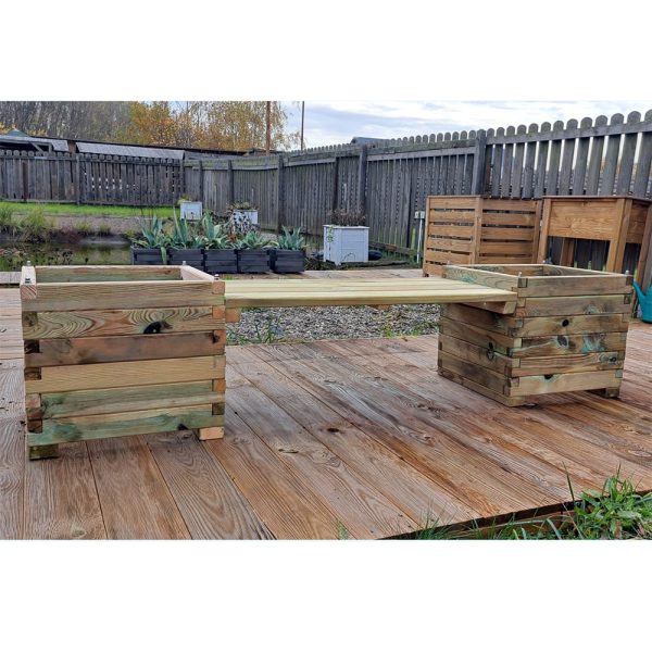 Onlywood Fioriere con Seduta in Legno di Pino Trattato - 200 x 50 x 46 h. cm-0