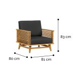 Onlywood Poltrona in Teak da giardino RIVERSIDE - 81 x 80 x 83 h cm -54302