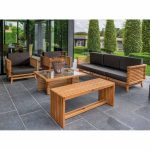 Onlywood Tavolino in Teak RIVERSIDE con vetro centrale - 100 x 80 x 39 h cm -45036