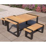 Onlywood Set Tavolo e Sedie da giardino in Teak e Acciaio Nero-0