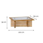 Onlywood Tavolino in Teak RIVERSIDE con vetro centrale - 100 x 80 x 39 h cm -54344