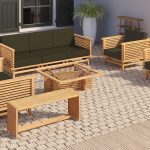 Onlywood Tavolino in Teak RIVERSIDE con vetro centrale - 100 x 80 x 39 h cm -54345