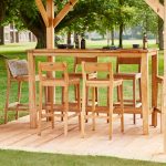 Onlywood Tavolo Alto con Sgabelli in Legno Teak -79852