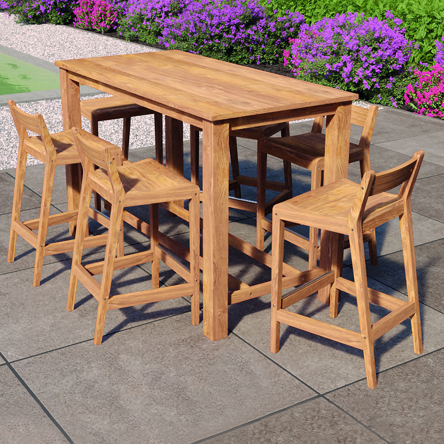 Onlywood Tavolo Alto con Sgabelli in Legno Teak -0 Onlywood Tavolo Alto con Sgabelli in Legno Teak -0