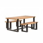 Onlywood Set Tavolo e Sedie da giardino in Teak e Acciaio Nero-44996