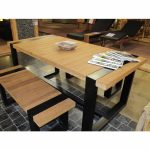 Onlywood Set Tavolo e Sedie da giardino in Teak e Acciaio Nero-44997
