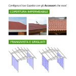 Onlywood Gazebo in Legno impregnato TIP 4,8 x 4 Tetto Antivento - Personalizzabile-47068