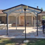 Onlywood Gazebo in Legno impregnato TIP 4 x 4 Tetto Antivento - Personalizzabile-58240