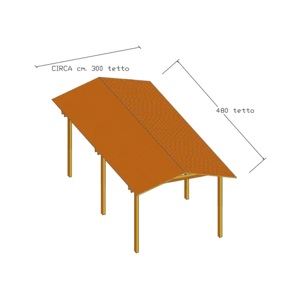 Onlywood Gazebo in Legno impregnato TIP 3 x 4,8 Tetto Antivento - Personalizzabile-0