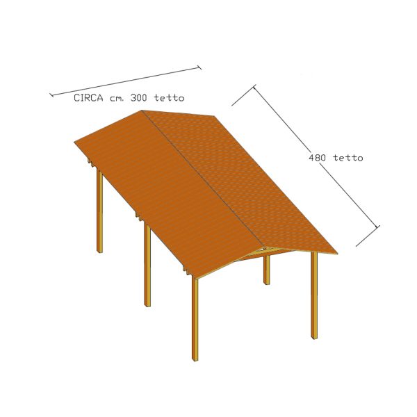 Onlywood Gazebo in Legno impregnato TIP 3 x 4,8 Tetto Antivento - Personalizzabile-0